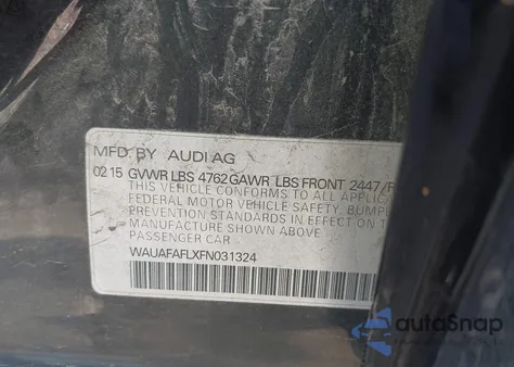 2015 Audi A4 2.0T Premium z USA, uszkodzony, nr VIN WAUAFAFLXFN031324